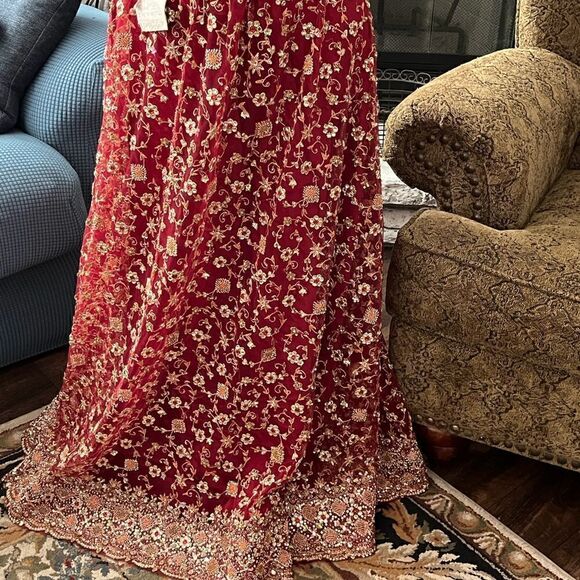 NWT AsoPalav Red Silk, Lehenga. - Picture 1 of 7